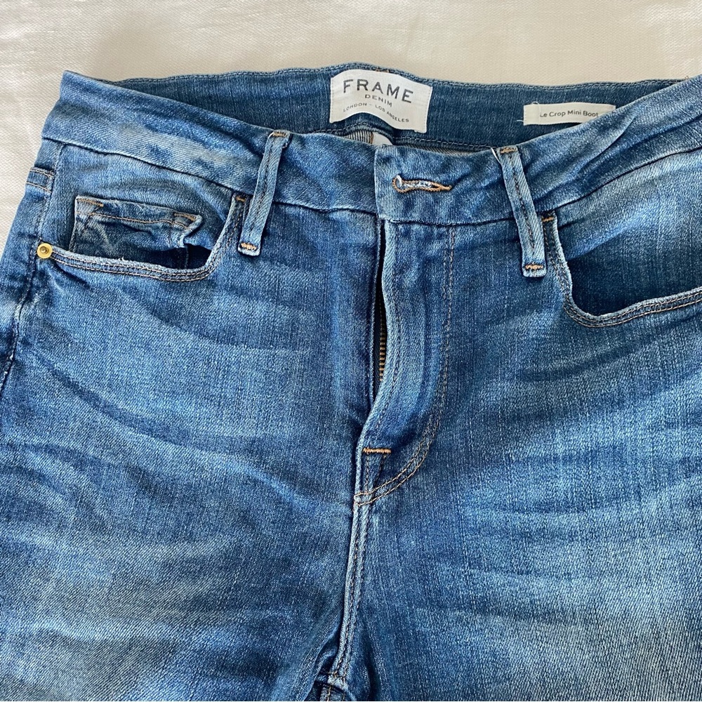 Frame Designer Jean Le Crop Mini Boot Size 26 Rip… - image 4